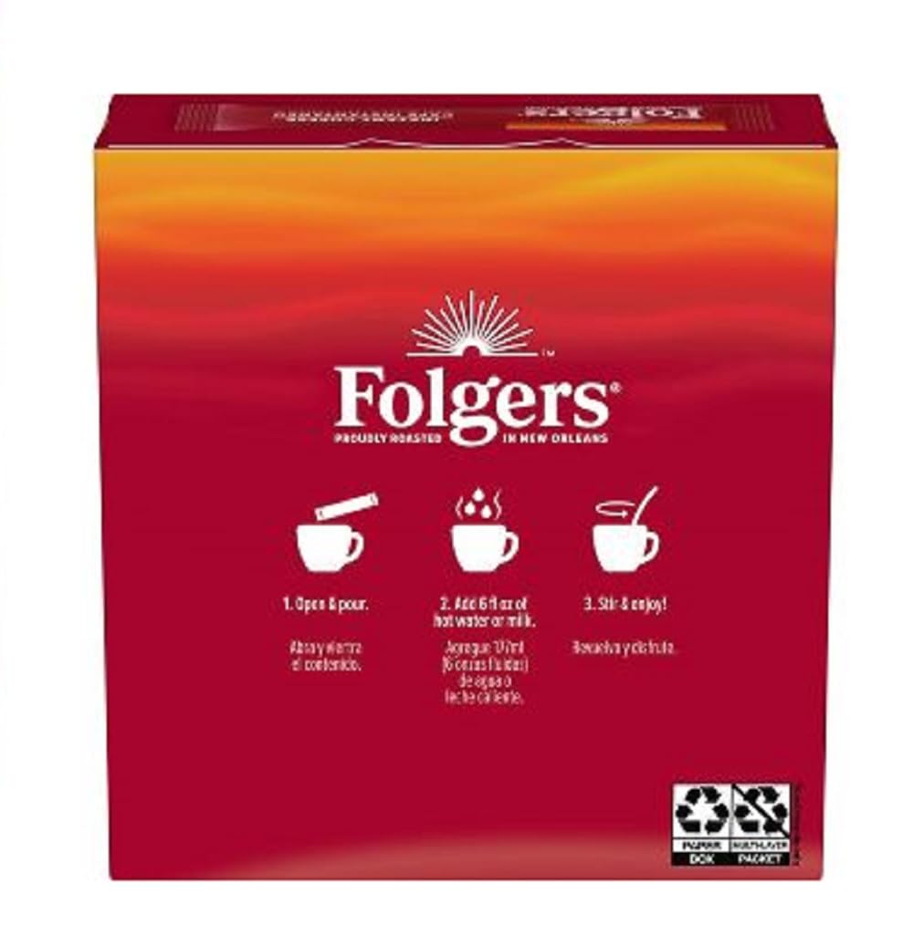 Folgers packet dissolving in mug, quick cup on-the-go benefit