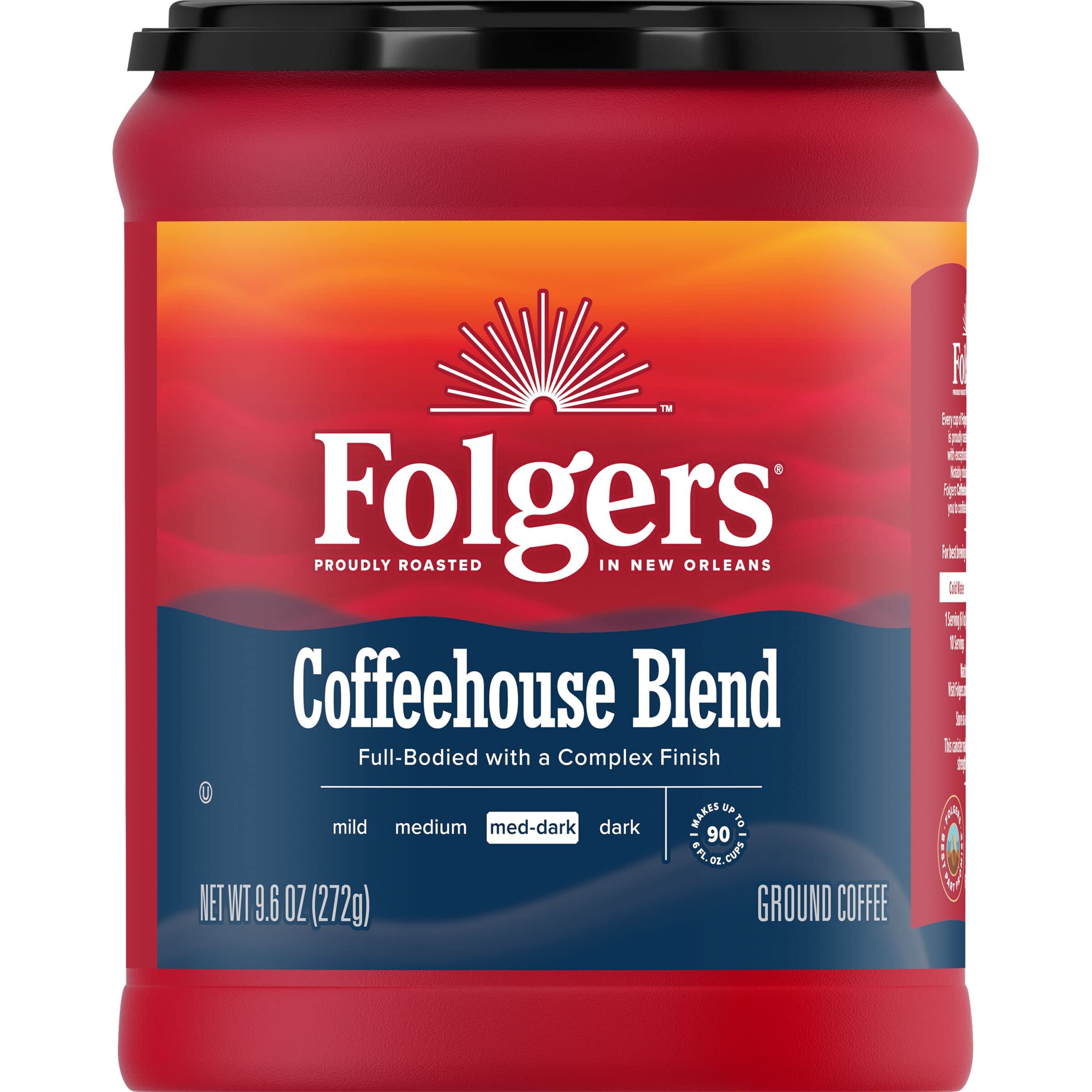 Folgers front canister showing label and AromaSeal freshness