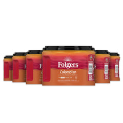 Folgers front canister showing label and canister benefit of easy storage