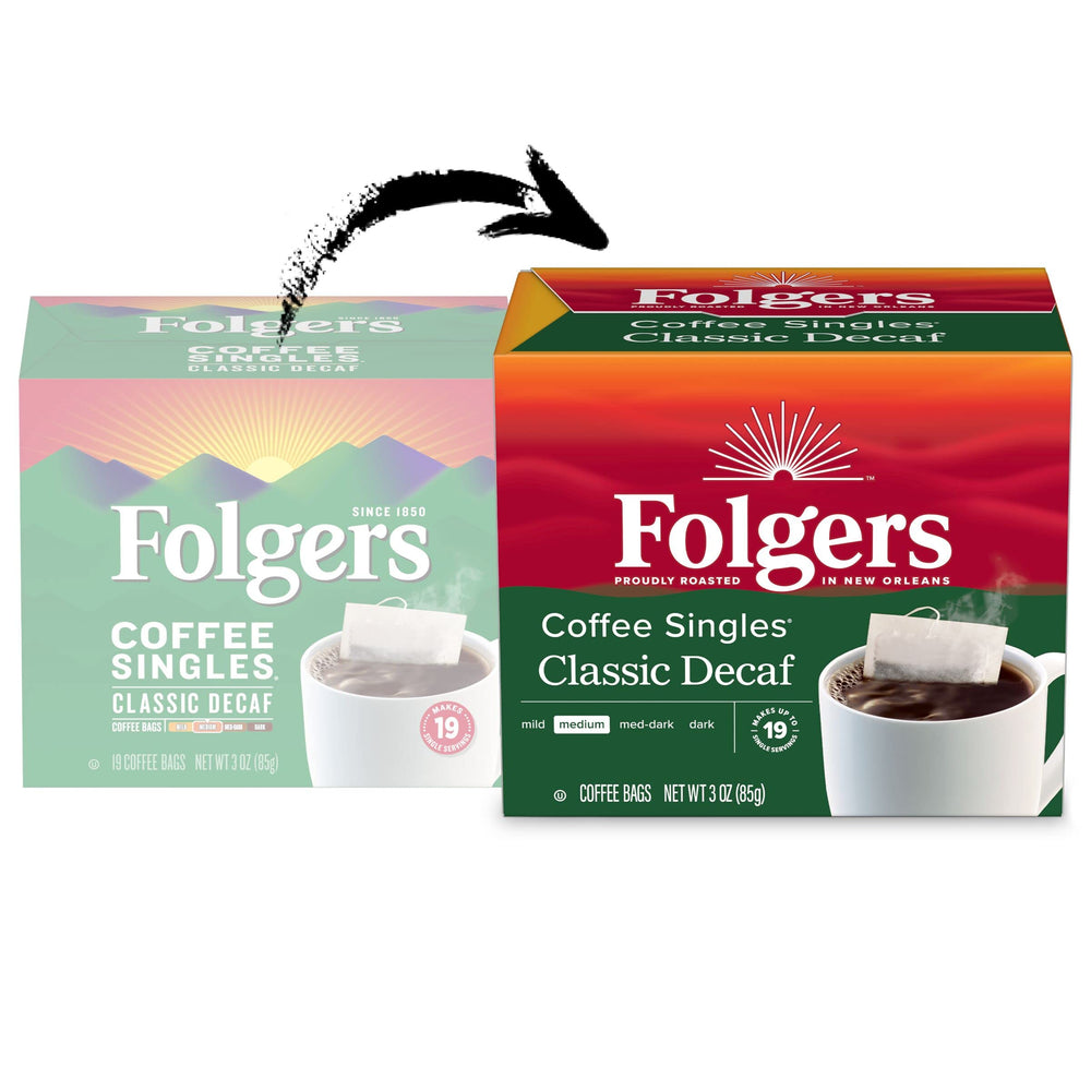 Folgers box label with kosher mark and manufacturer contact visible