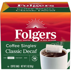 Folgers close-up of a single sealed coffee bag highlighting freshness