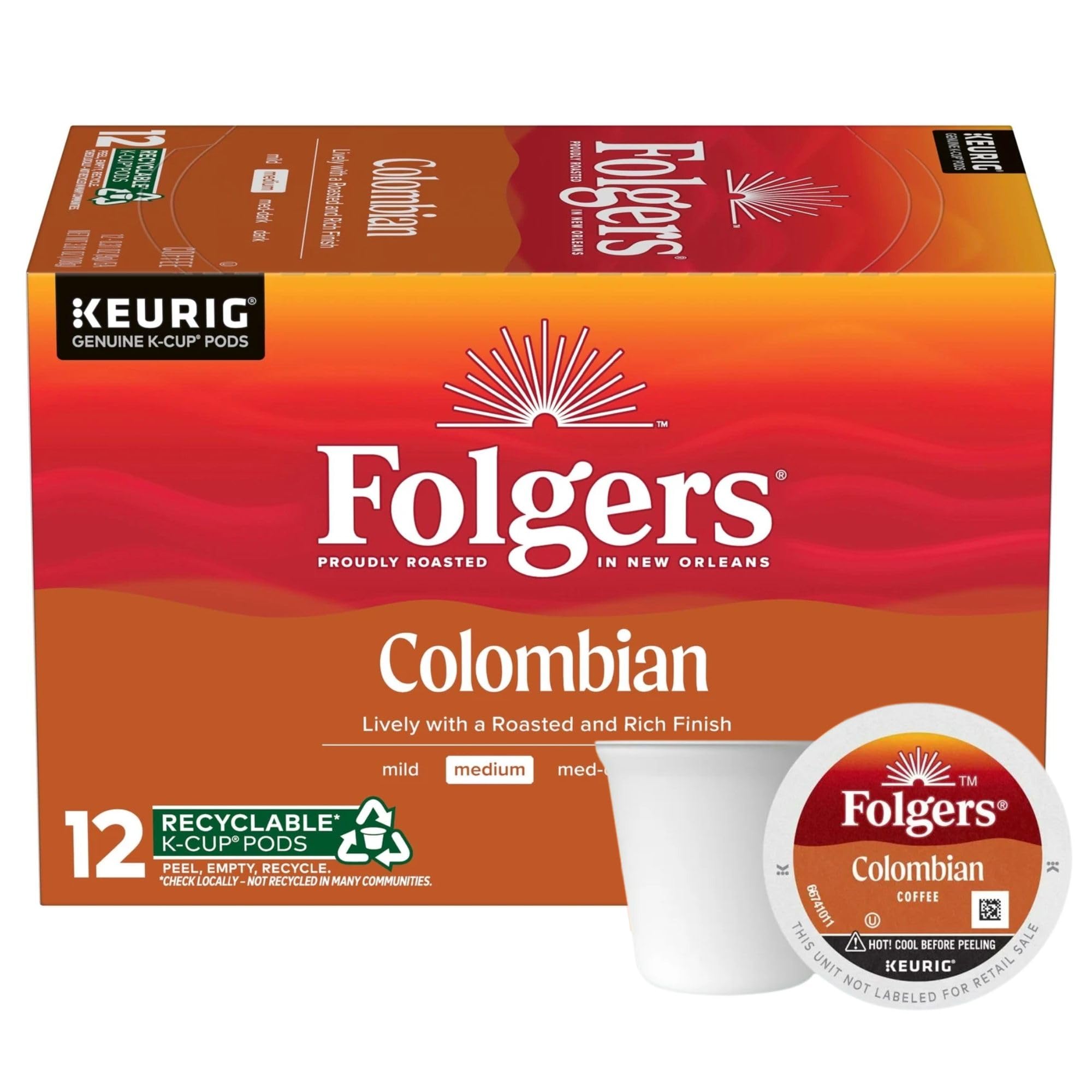 Folgers front box 72-count showing brand and convenience
