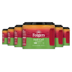Folgers Half Caff canister front showing branding and convenience