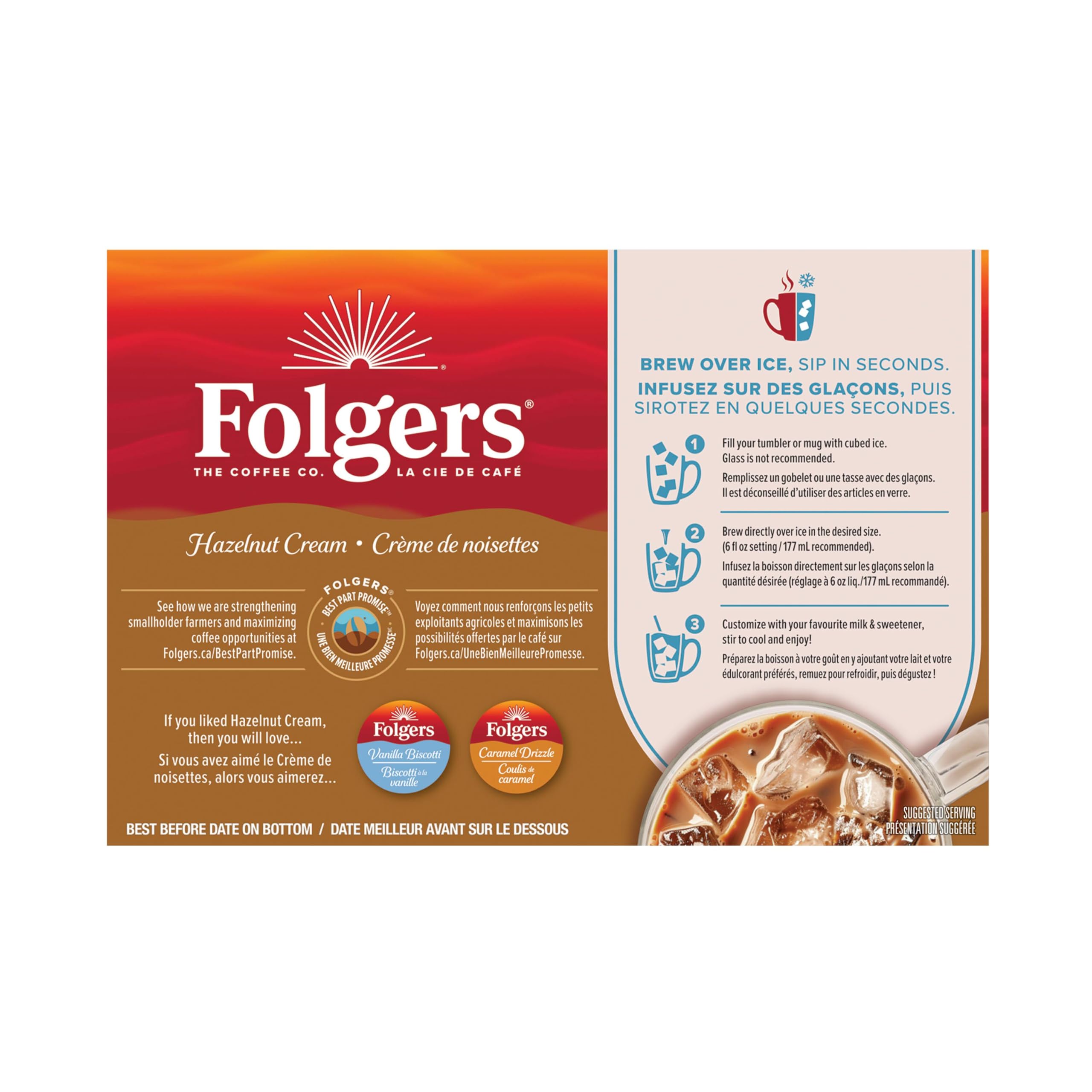 Folgers Hazelnut Cream pods in an office breakroom, convenient shared coffee option