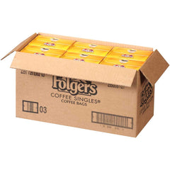Folgers packet being brewed in a mug illustrating fast single-cup convenience