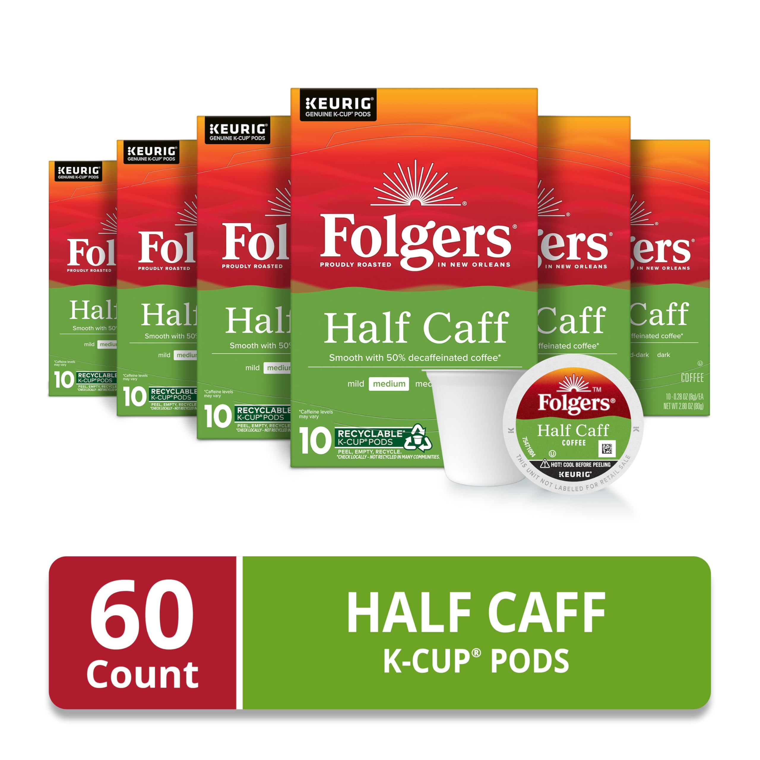 Folgers K-Cup close-up revealing pod design and easy brewing