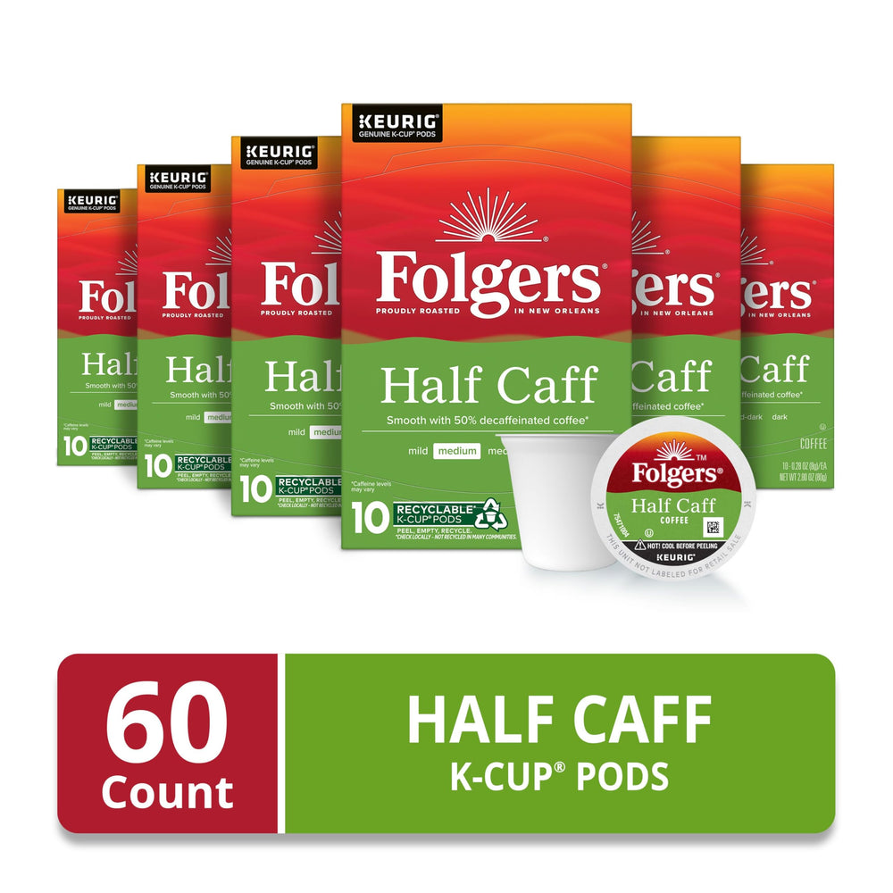 Folgers K-Cup close-up revealing pod design and easy brewing