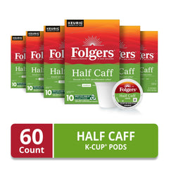 Folgers K-Cup close-up revealing pod design and easy brewing