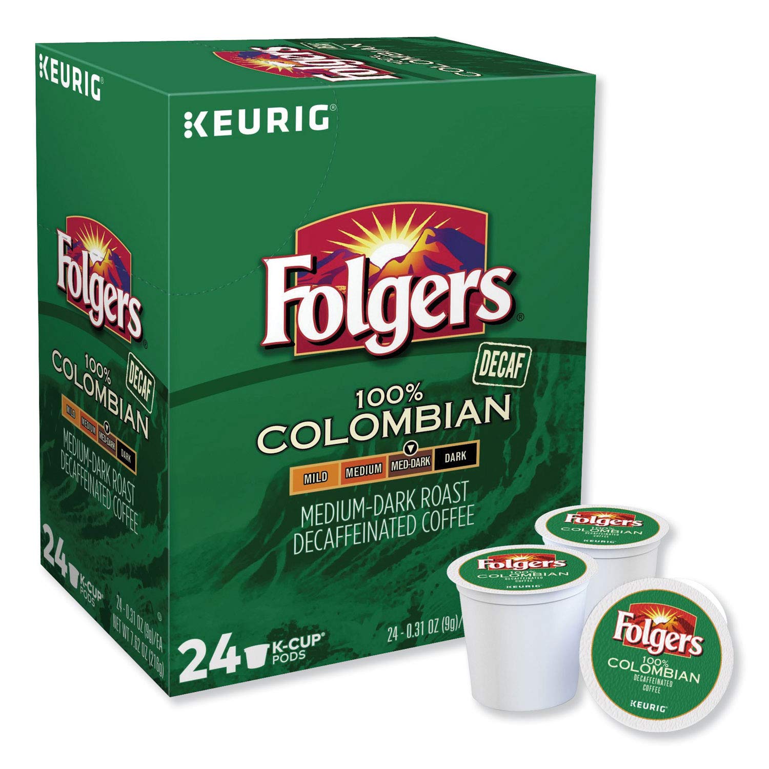 Folgers single-serve K-Cup pod close-up showing sealed pod and easy brewhouse compatibility