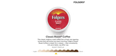 Folgers K-Cup pod top view displaying label and easy-insert design