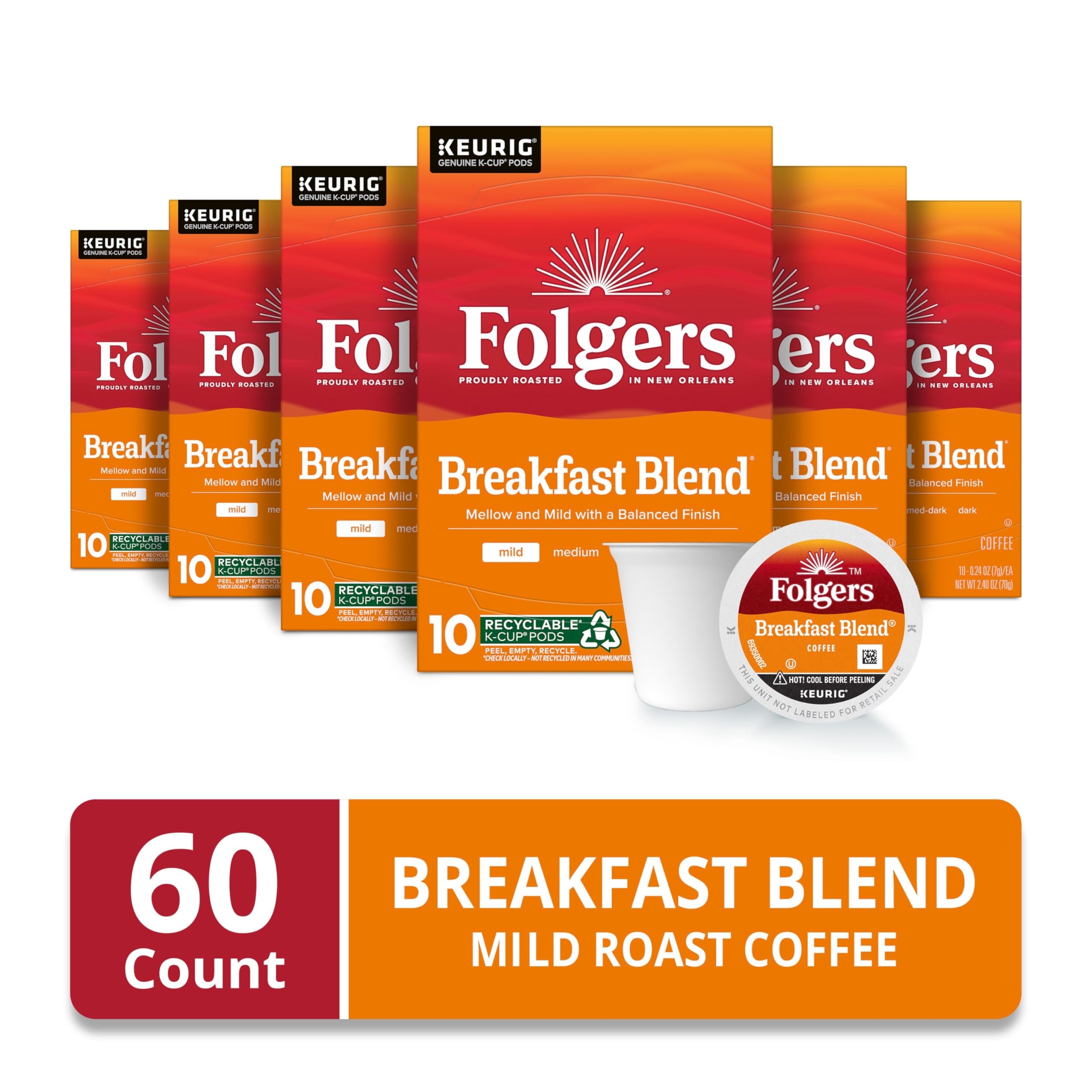 Folgers K-Cup pods close-up highlighting easy single-serve convenience