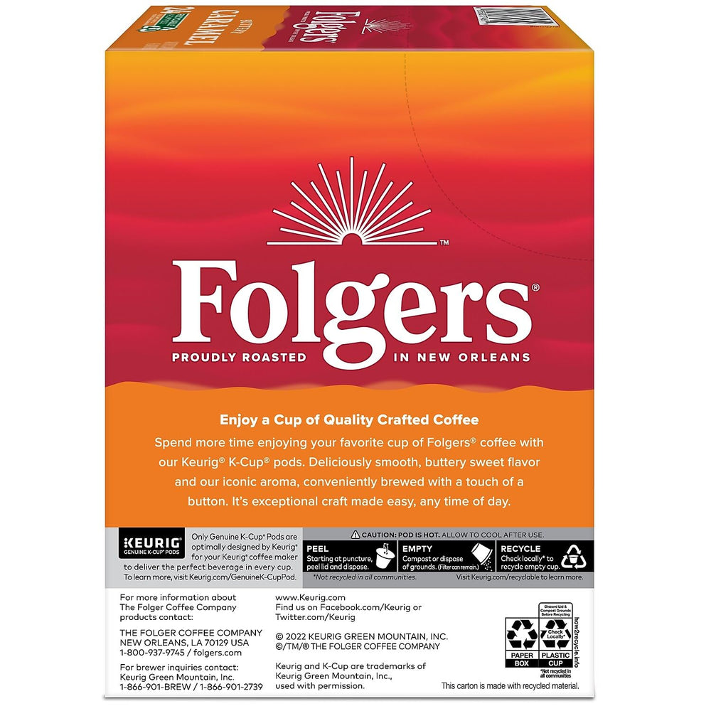 Folgers packaging label and details displayed for ingredient and compatibility info