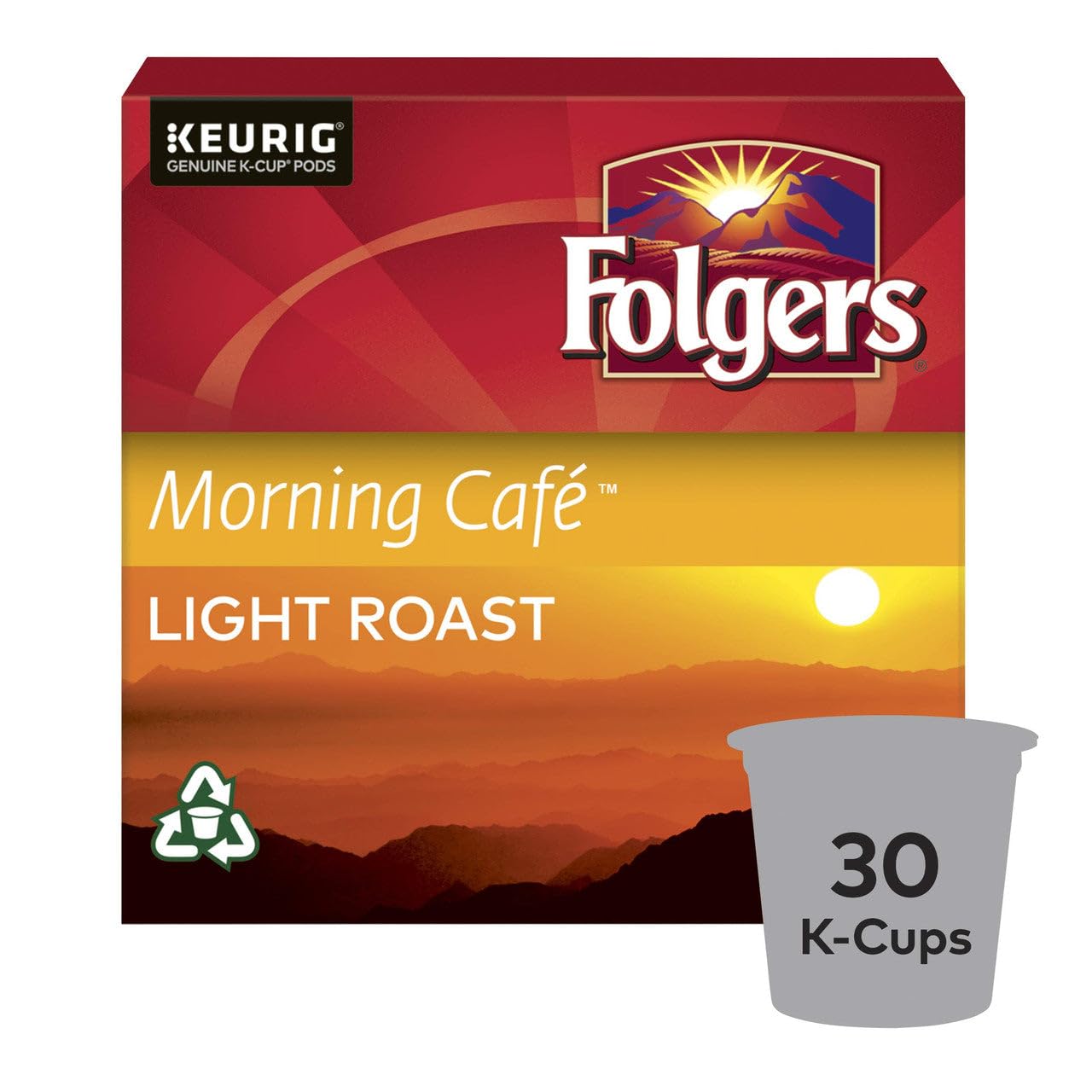 Folgers front packaging showing 30-count pods and product name for easy identification