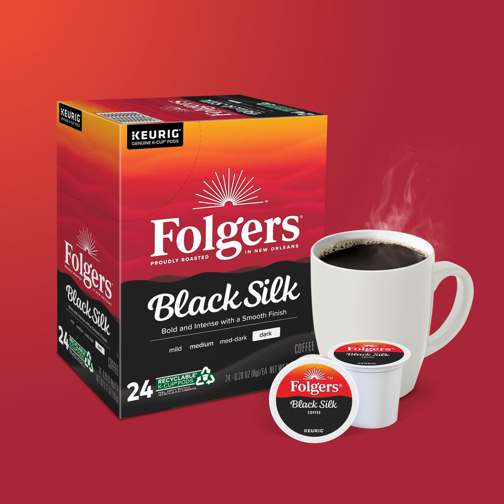 Folgers pods in hand showing scale and count for easy portioning and stock planning