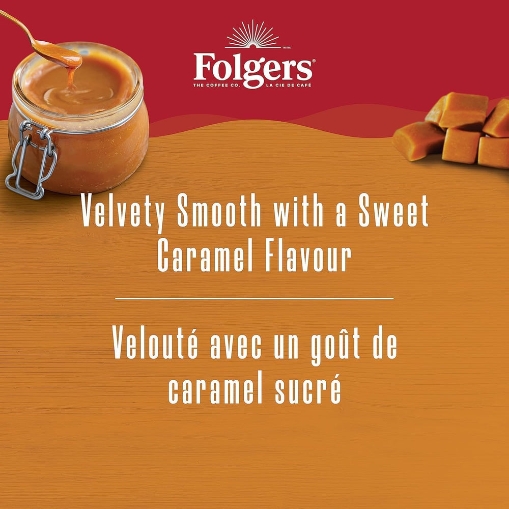 Folgers pods inside a Keurig brewer brewing quickly