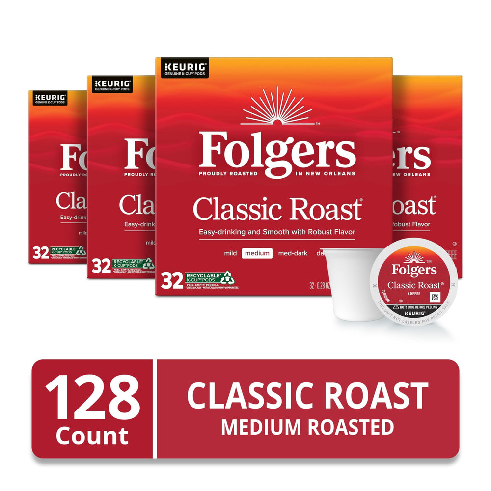Folgers single K-Cup close-up highlighting pod design and easy brewing