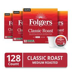 Folgers single K-Cup close-up highlighting pod design and easy brewing