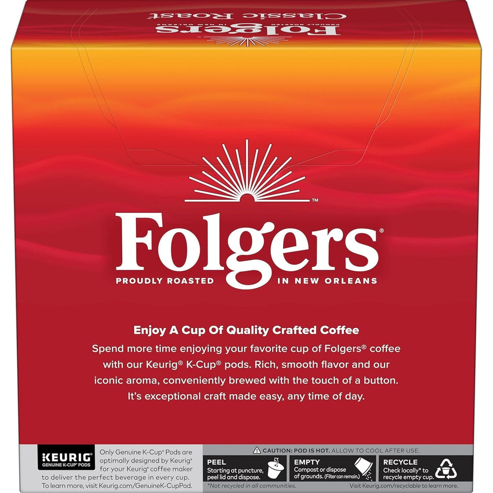 Folgers pod in hand for size comparison and one-touch portion control