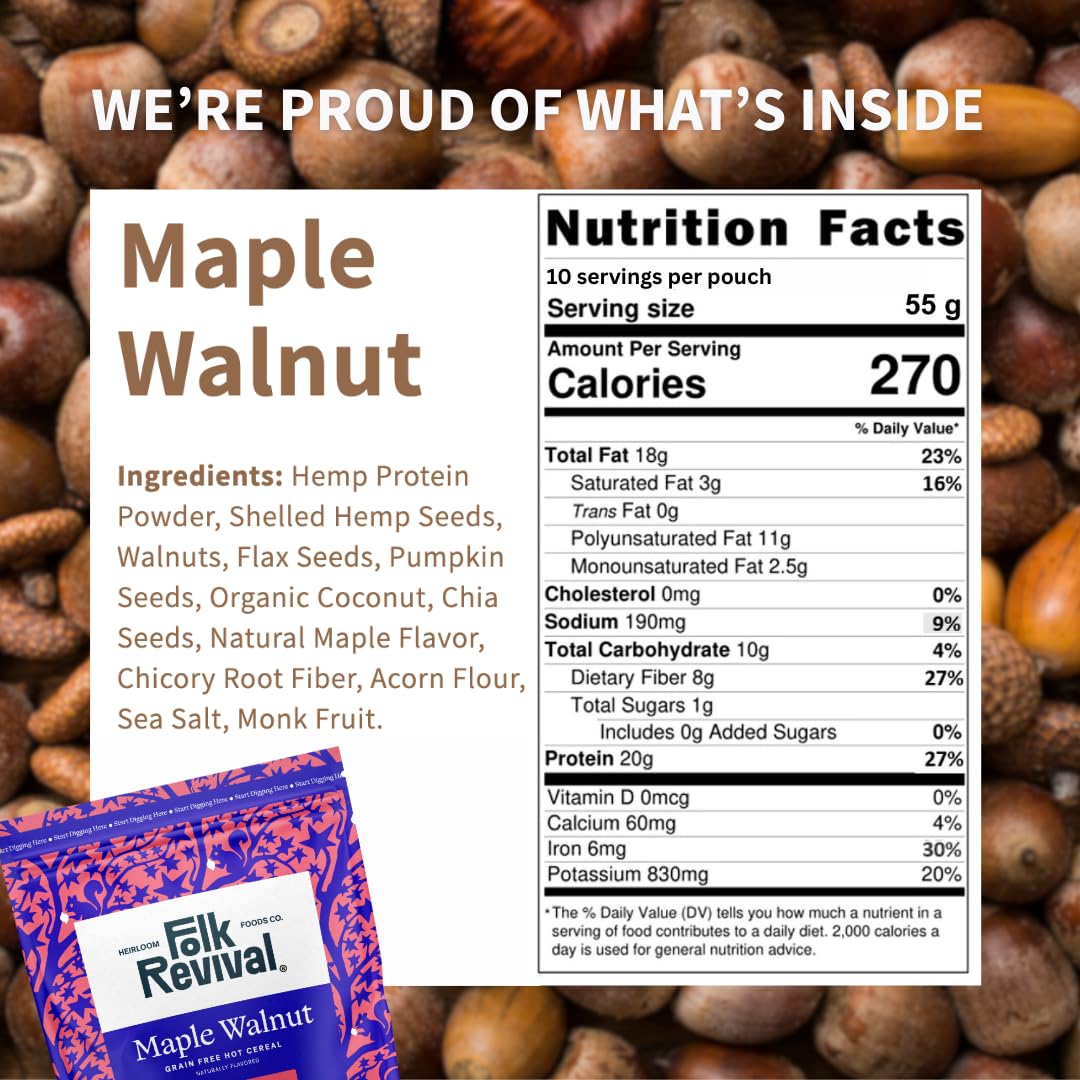 Folk Revival prepared bowl of maple walnut 'oatmeal' ready to eat and energize