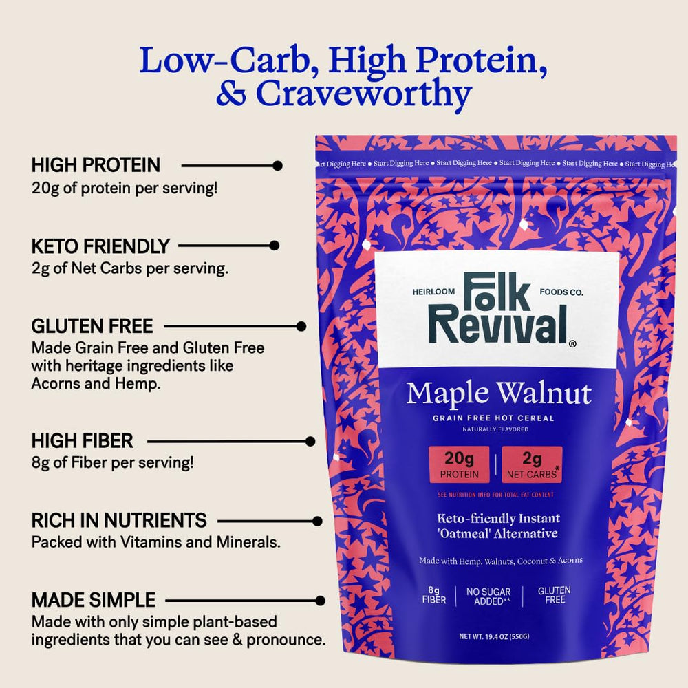Folk Revival ingredient spread with seeds nuts and acorn flour for nutrition