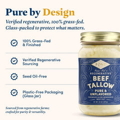 FOND glass jar top view with smooth solid tallow visible for freshness