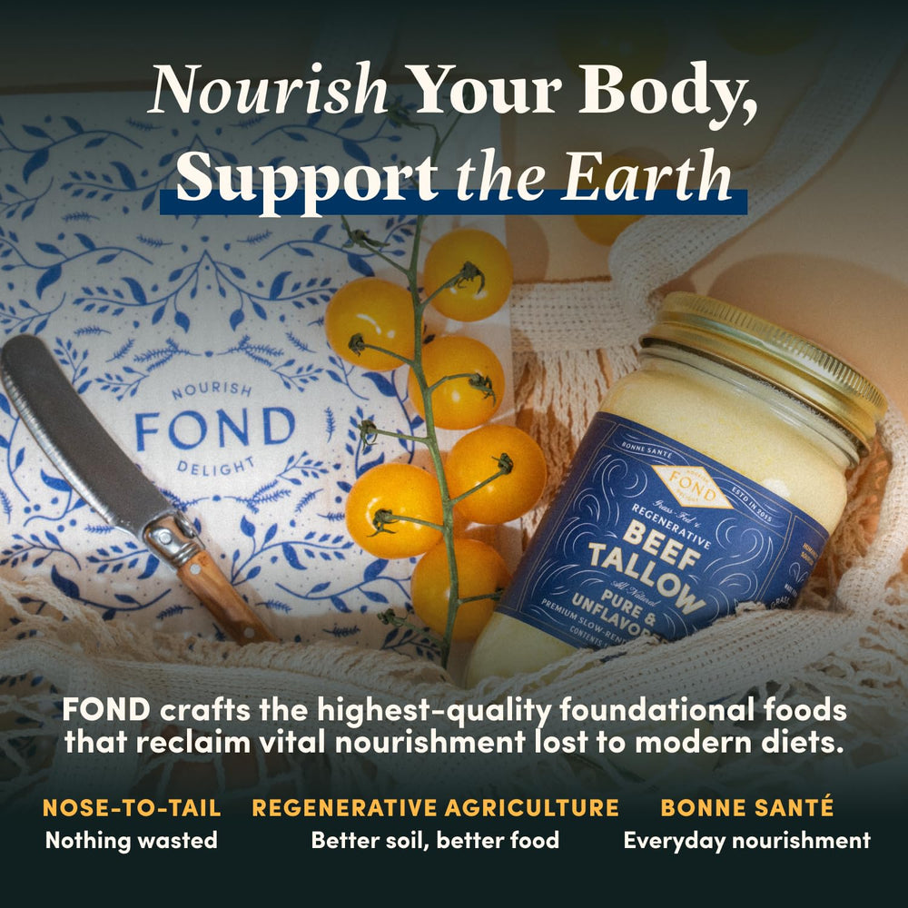 FOND spoon melting tallow over low heat offering easy meltability