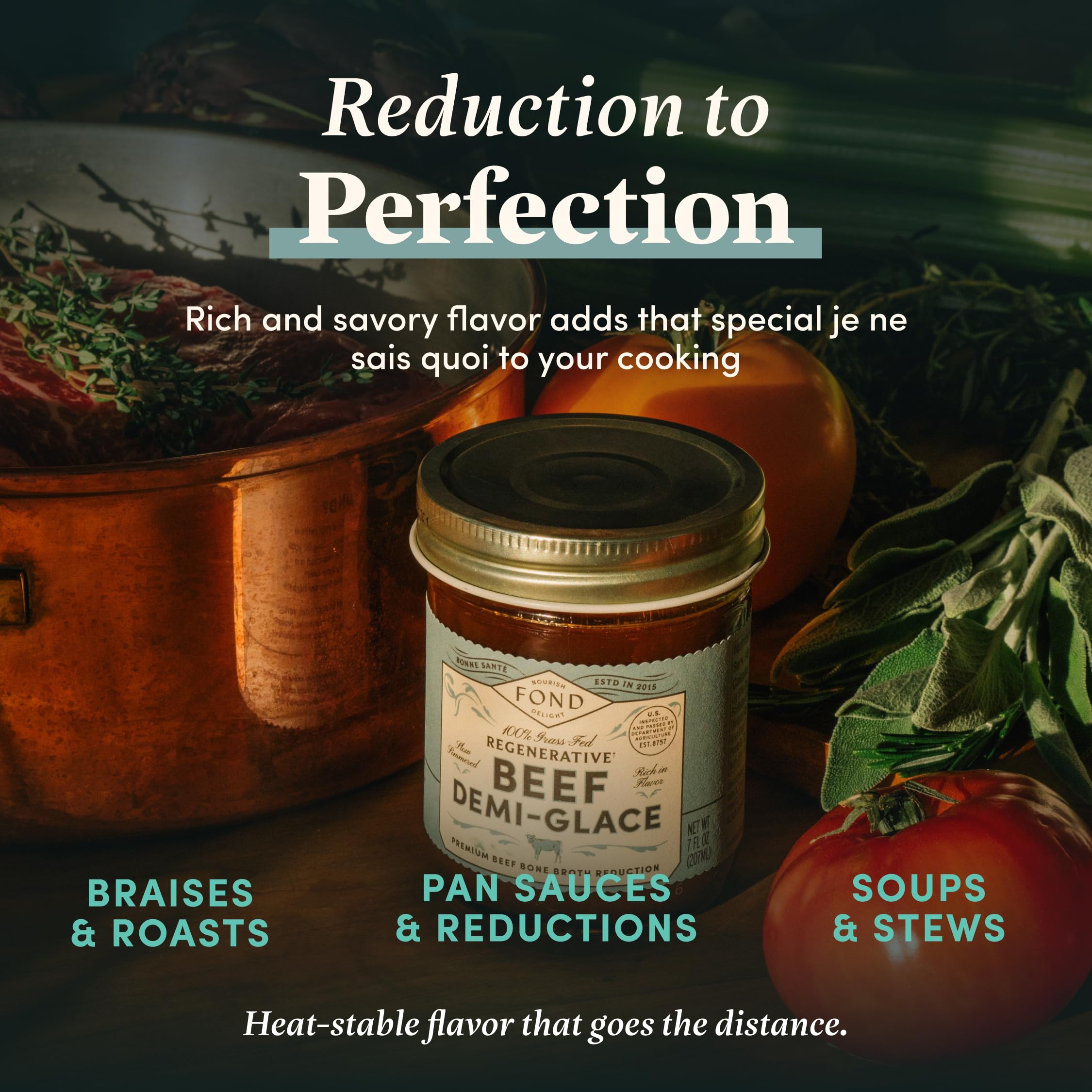 FOND spoonful of demi glace glossy sheen adds instant sauce richness