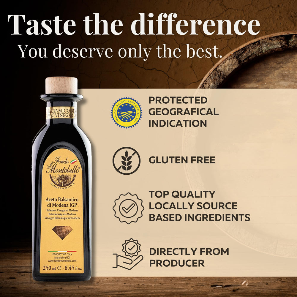 FONDO MONTEBELLO spoon of thick balsamic showing rich texture and color