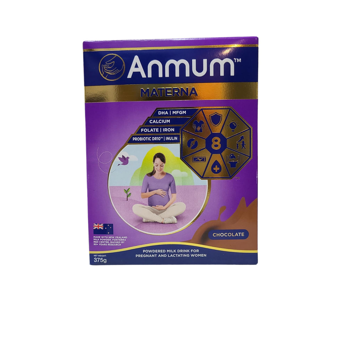 Fonterra Anmum Materna front can image showing chocolate flavor and label benefits