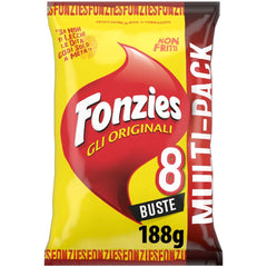 Fonzies front packaging showing eight small bags and brand logo for convenience