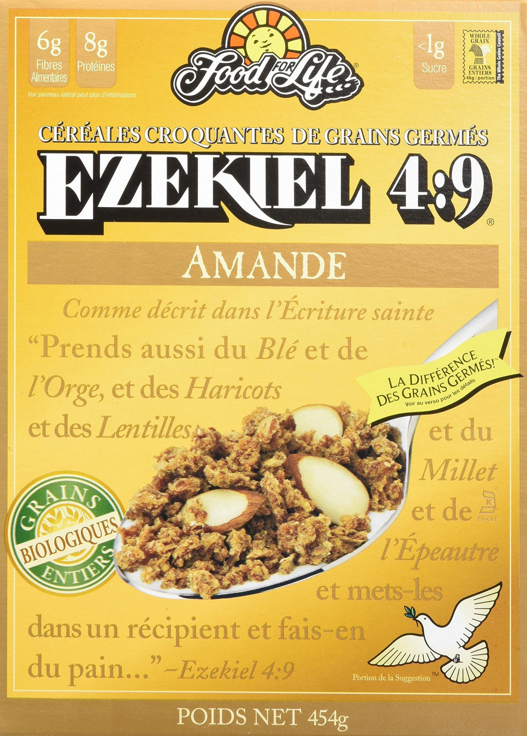 Food for Life bowl of Ezekiel Almond cereal with milk for a protein breakfast