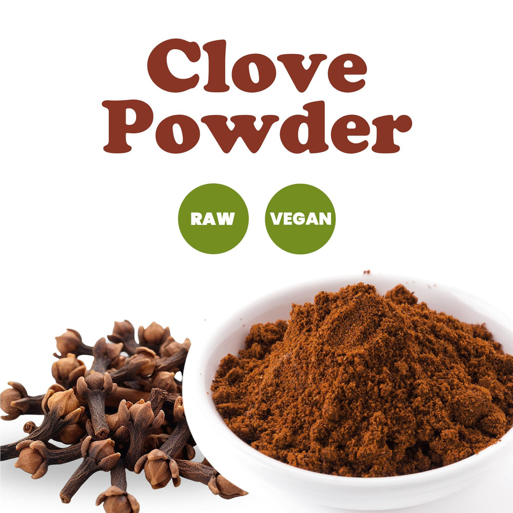 Food to Live spoonful of clove powder ready to add to recipes for precise seasoning