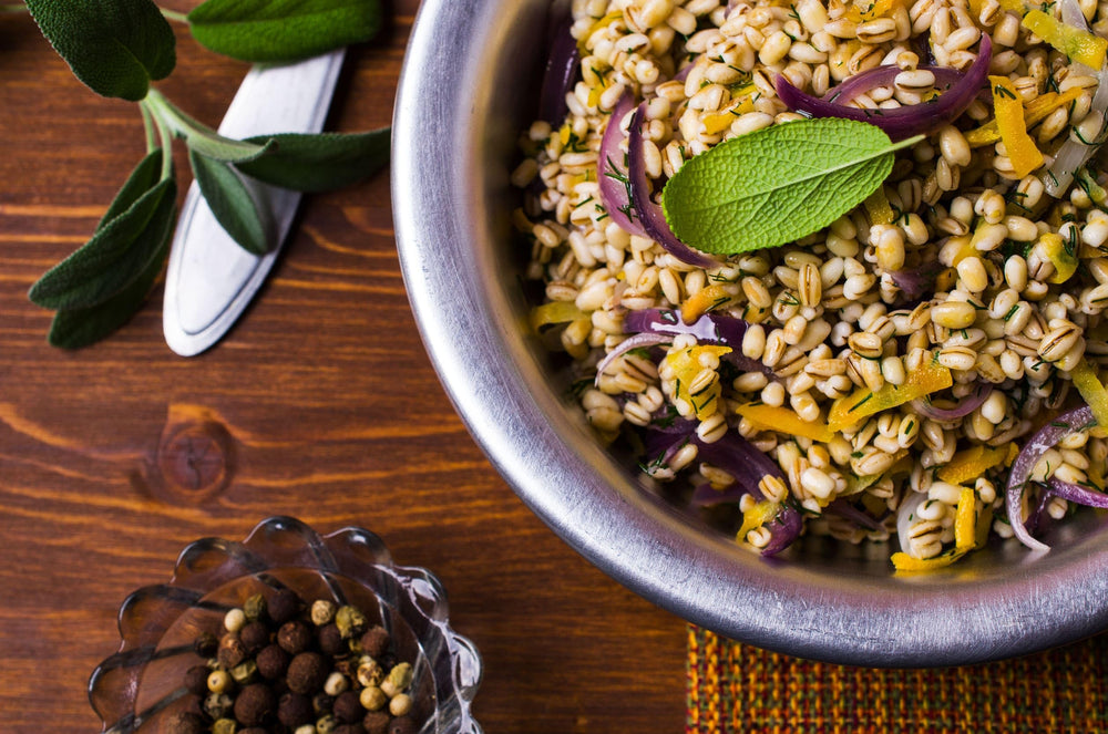 Food to Live pearl barley in kitchen setting showing versatile meal inspiration