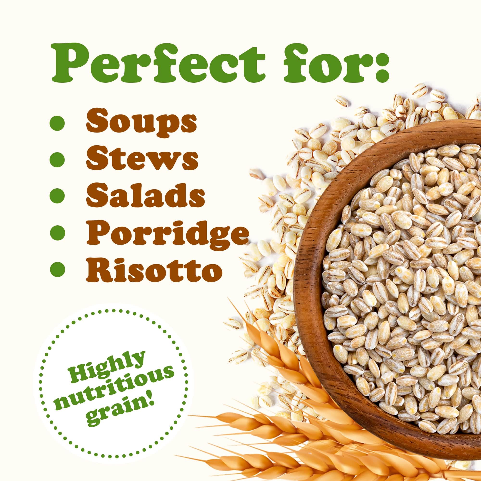 Food to Live barley beside measuring scale showing accurate 1 pound portion