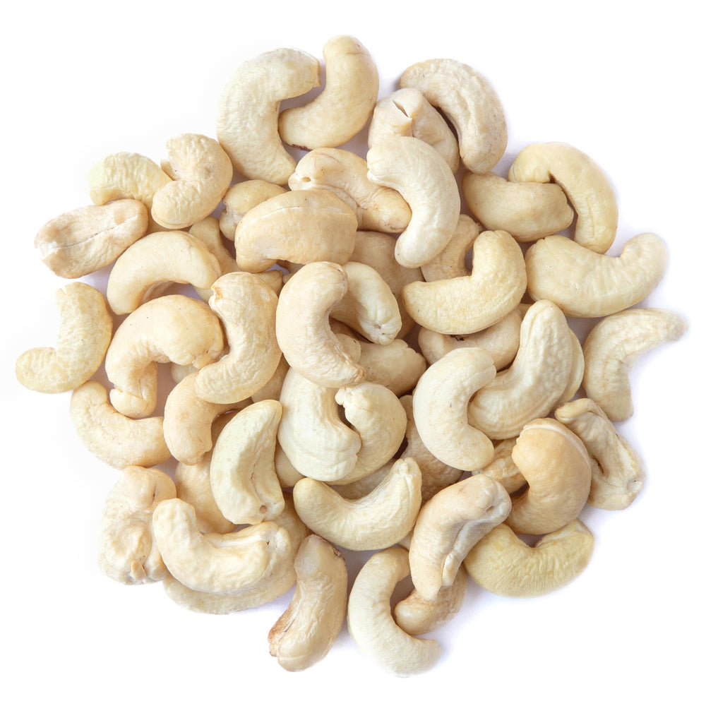 Food to Live close-up of raw W-320 cashews showing creamy texture