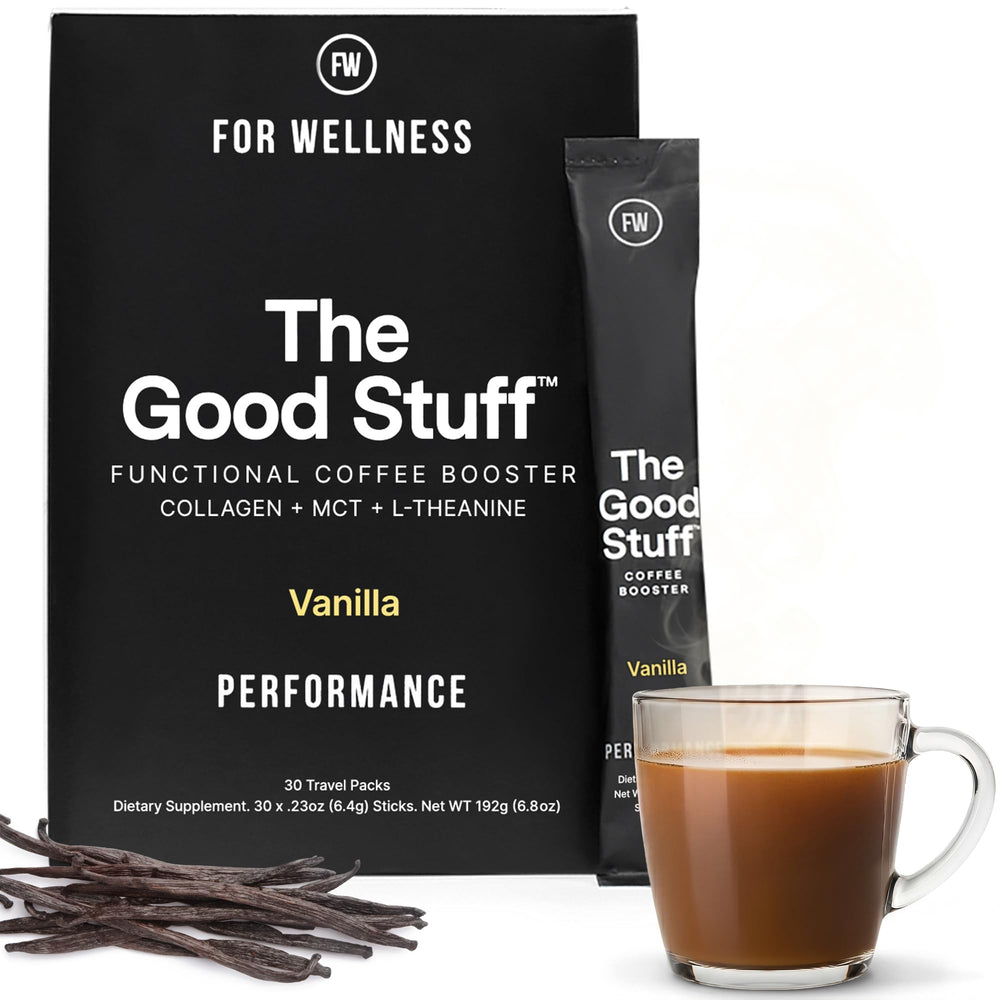 For Wellness product front packaging showing box benefits and sticks for easy mornings