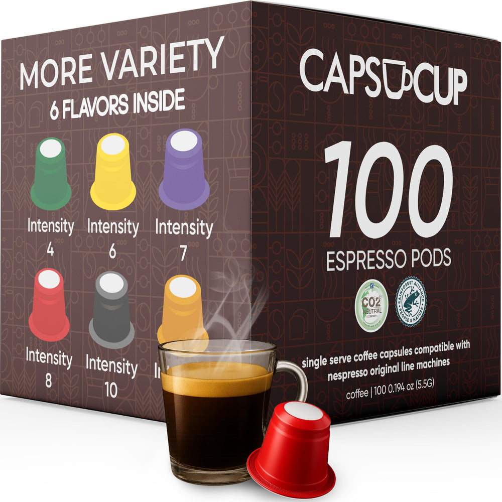 Fortisimo Capsucup front packaging showing 100-count variety and bold branding