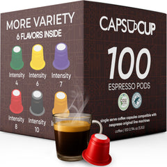 Fortisimo Capsucup front packaging showing 100-count variety and bold branding