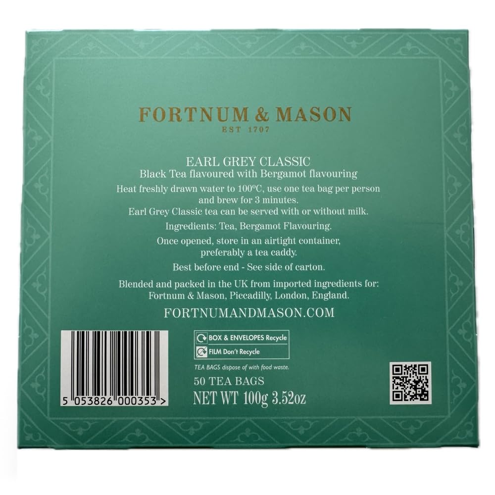 Fortnum & Mason brewed cup of Earl Grey with steam showing aromatic appeal