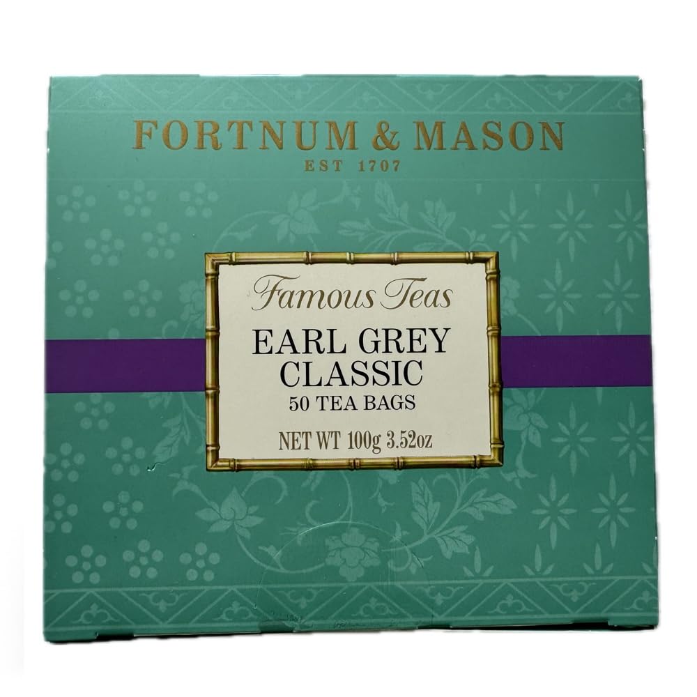 Fortnum & Mason front packaging showing sealed 50 tea bag box and freshness