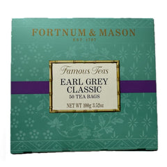 Fortnum & Mason front packaging showing sealed 50 tea bag box and freshness