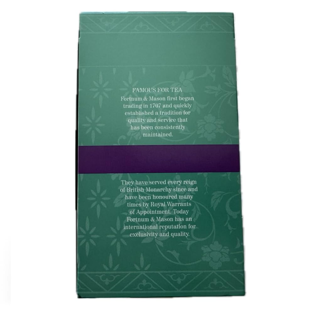 Fortnum & Mason close-up of an individual enveloped tea bag highlighting quality