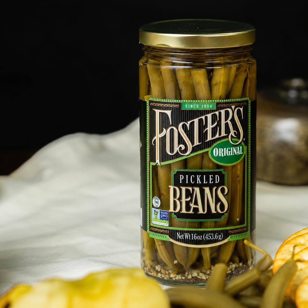 Foster's beans served on charcuterie board adding crunchy, low-calorie accompaniment
