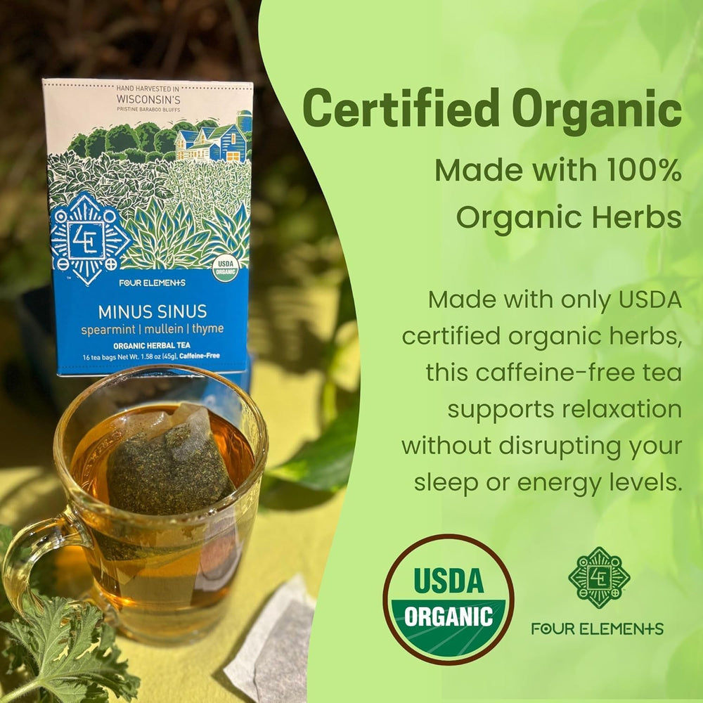 Four Elements ingredient label detail underscoring organic sourcing