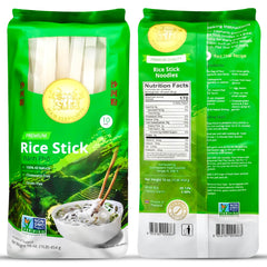 Four Elephants front packaging showing 10mm rice stick noodles and clear label benefit