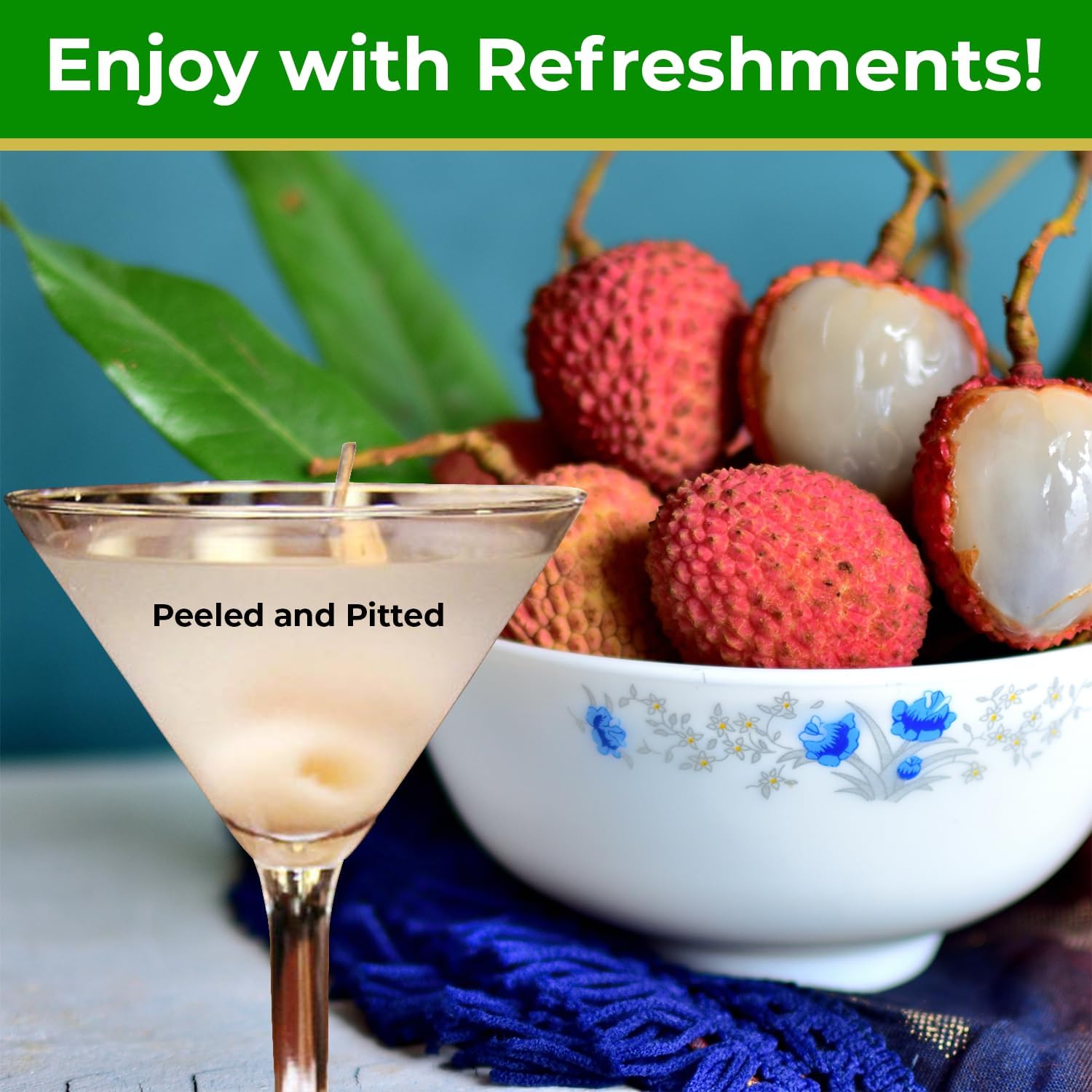 Four Elephants lychees spooned over ice cream adding tropical flavor