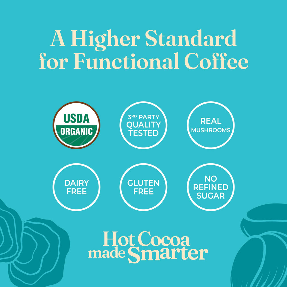 Four Sigmatic mixed cacao cup showing creamy froth for relaxing evenings