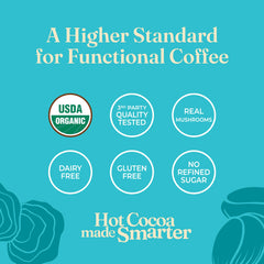 Four Sigmatic mixed cacao cup showing creamy froth for relaxing evenings
