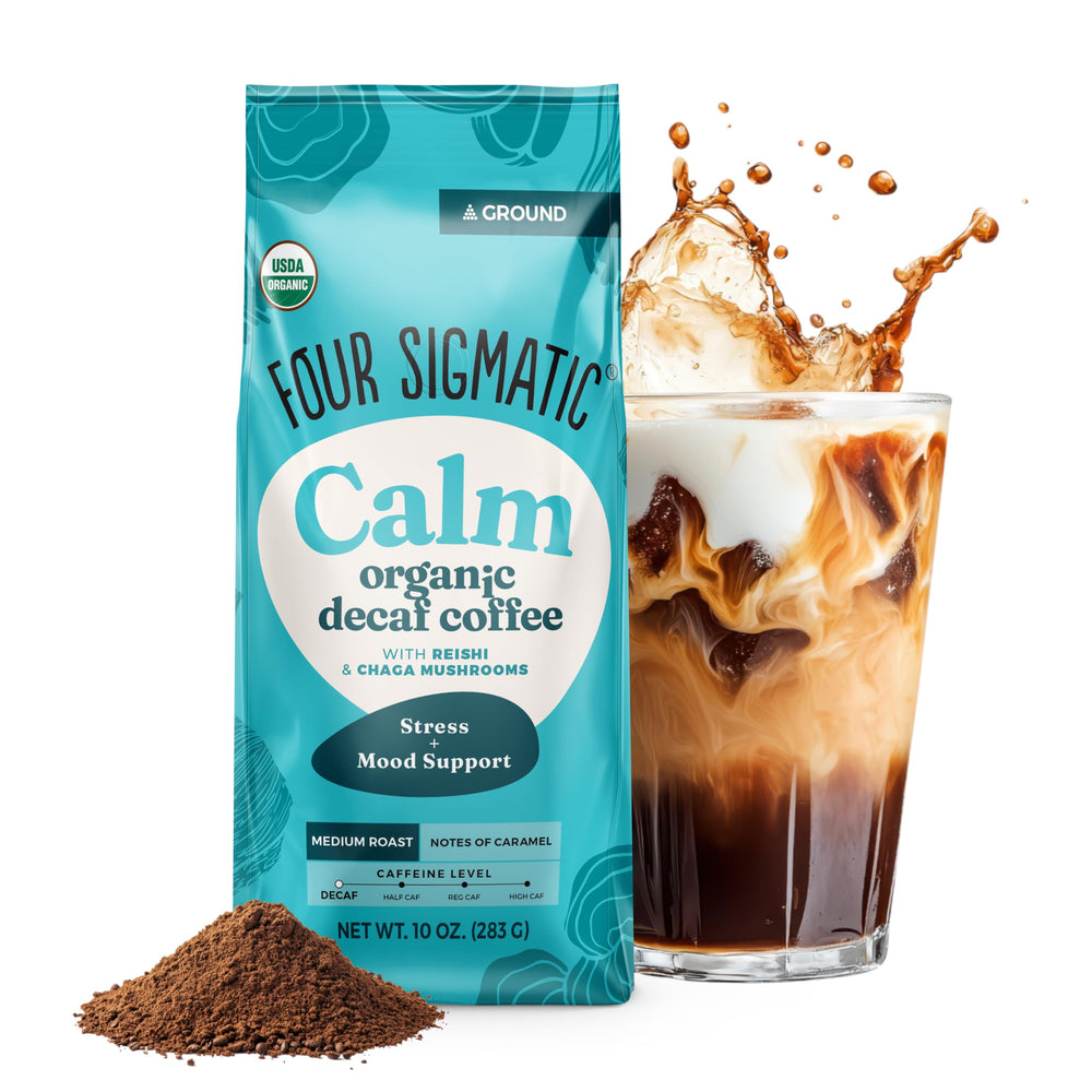Four Sigmatic Calm front bag showing product packaging and clear benefit