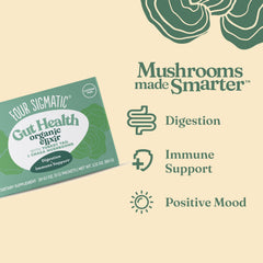 Four Sigmatic powder texture close-up highlighting fine, mixable powder